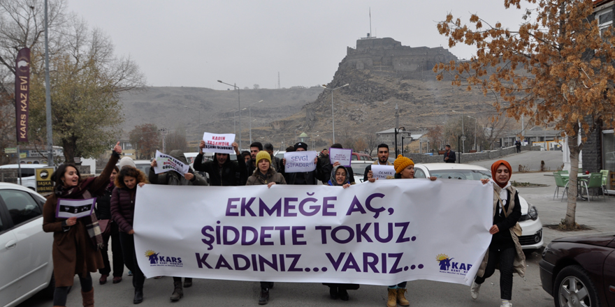 Kars’ta “Kadına yönelik şiddete hayır” yürüyüşü