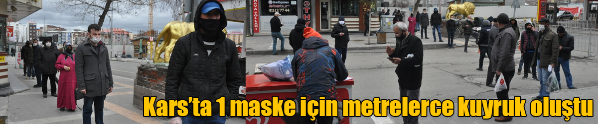 Kars’ta 1 maske için metrelerce kuyruk oluştu