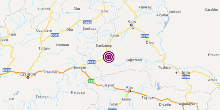 Kars'ta 3.2 şiddetinde deprem