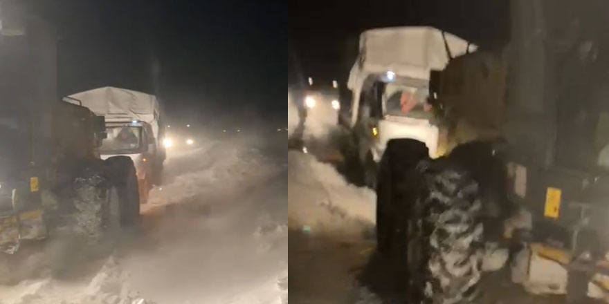 Kars'ta kar ve tipi nedeniyle yolda kalan araçlar kurtarıldı