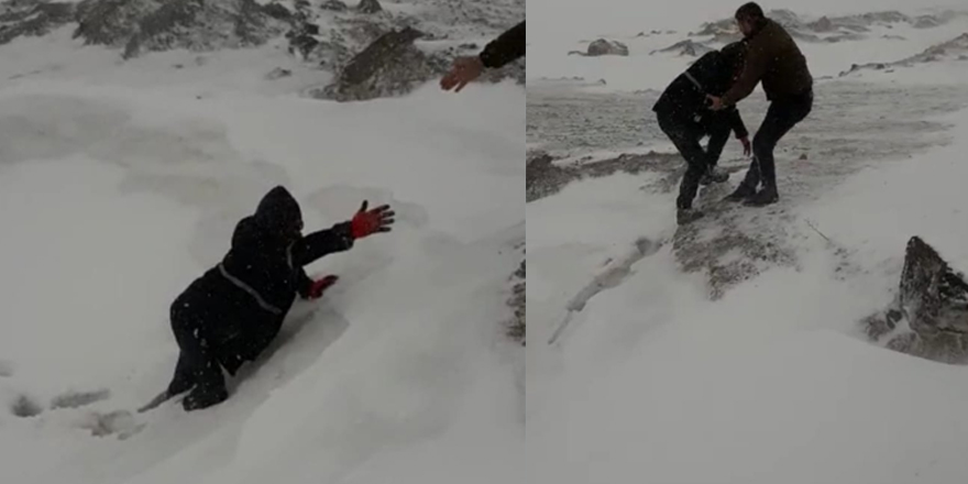 Kars’ta tipide mahsur kalan gezgini Özel İdaresi ekipleri kurtardı