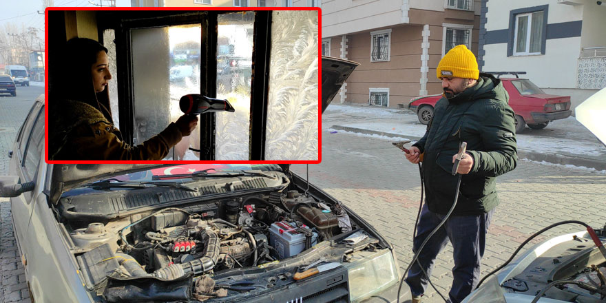 Kars’ta araçların motorları ve iş yerlerinin camları dondu!