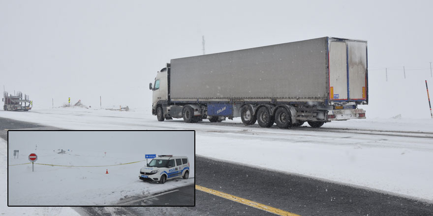 Kars’ta tırlar yolda kaldı, Göle yolu kapatıldı