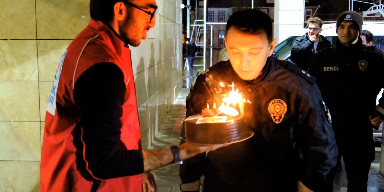 ‘Kavga var’ diye çağrılan polislere pasta sürprizi