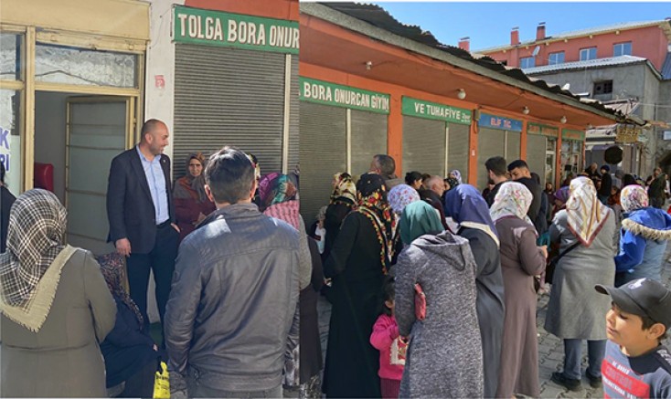 Efsane Muhtar ve Başkan Özcan Mücük, 210 adet yardım kolisi dağıttı