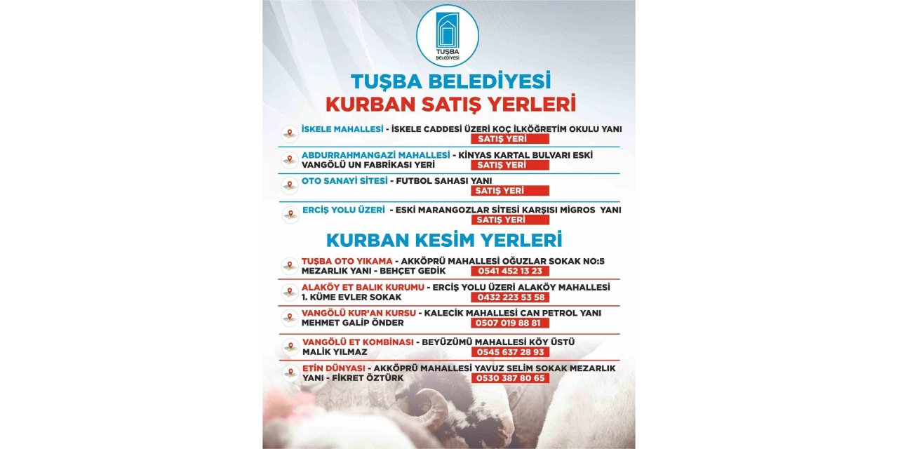 Tuşba’da kurban satış ve kesim yerleri belirlendi