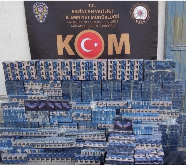 Erzincan’da 7 bin 900 paket kaçak sigara ele geçirildi