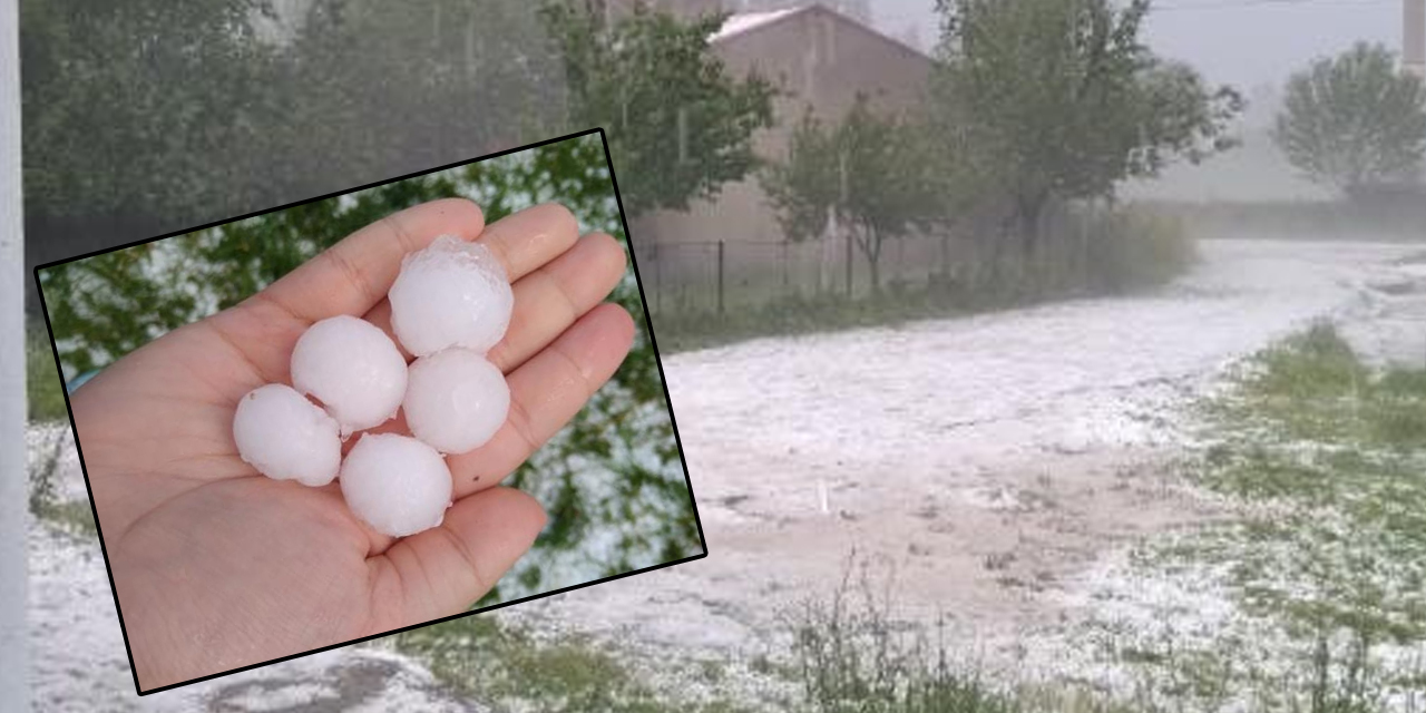 Akyaka'yı dolu vurdu, tarım arazileri zarar gördü