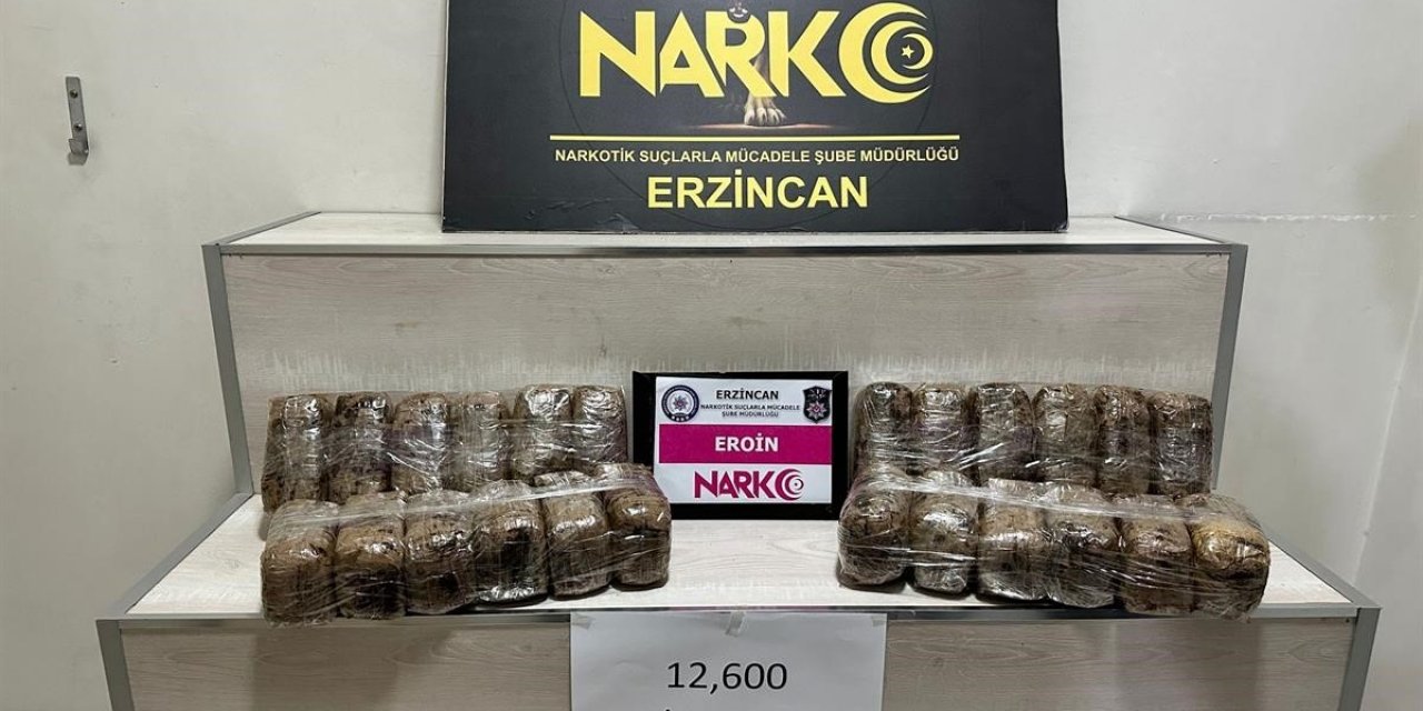 Erzincan’da 12 kilo 600 gram eroin ele geçirildi