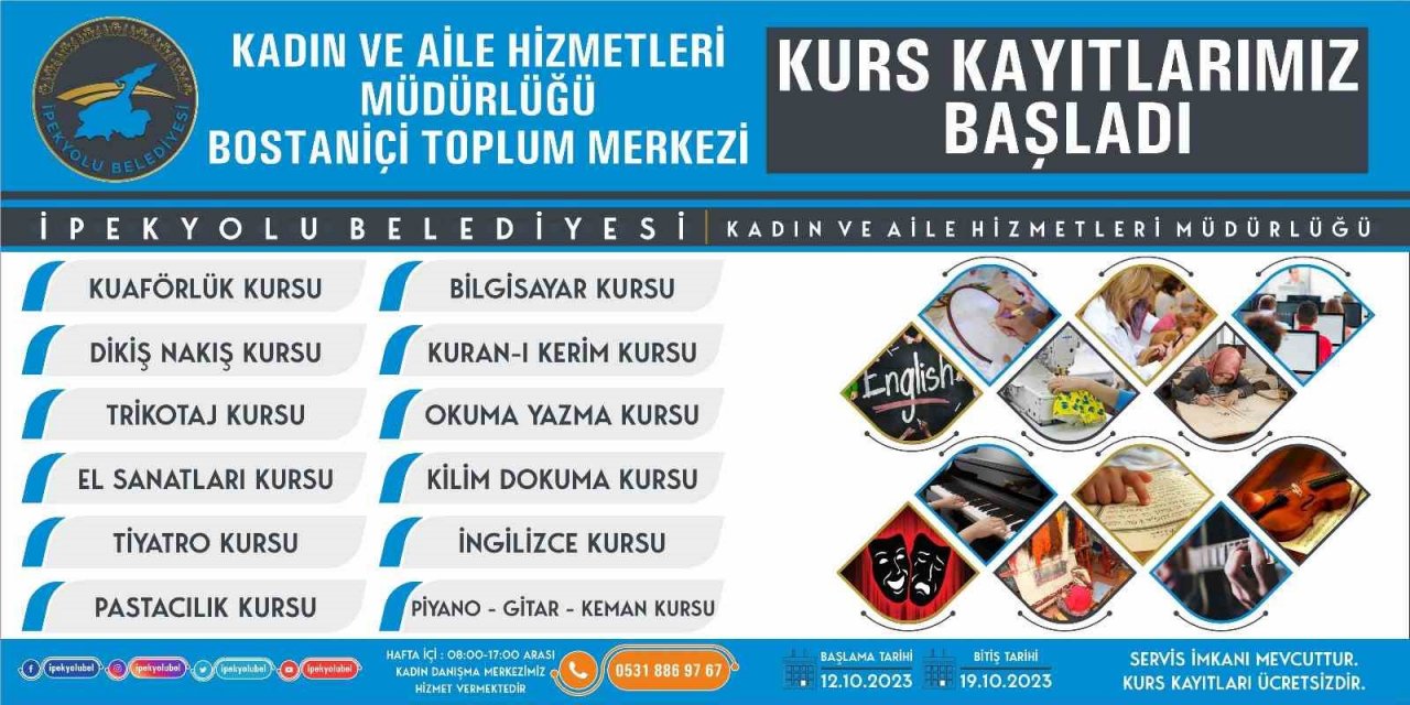 İpekyolu Belediyesinin mesleki ve sanat kursları için yeni dönem kayıtları başlıyor