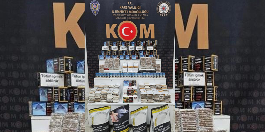 Kars’ta polis kaçak tütün mamulleri ele geçirdi