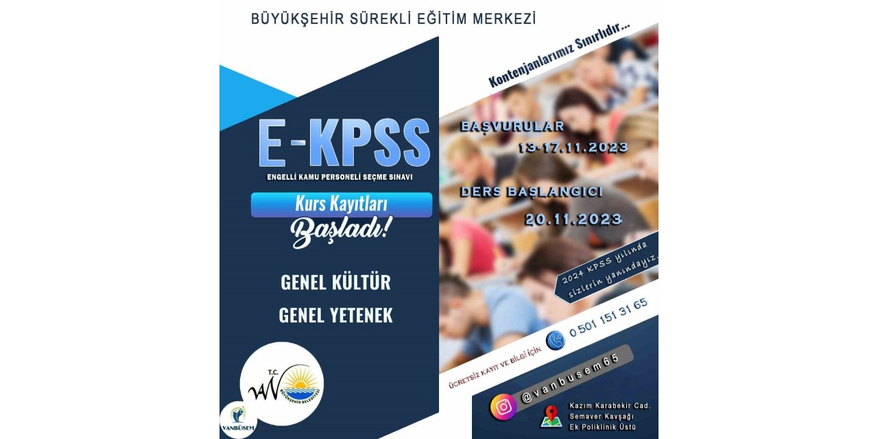 Van Büyükşehir Belediyesi ücretsiz EKPSS kursu açtı