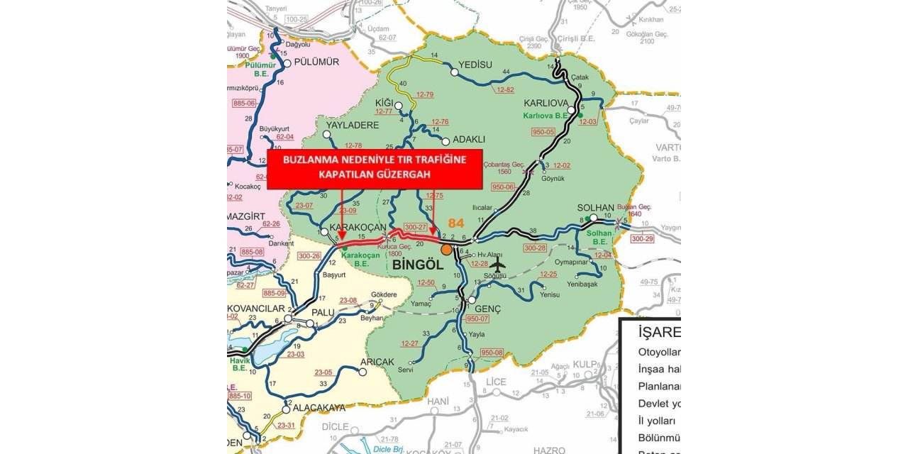 Bingöl - Elazığ karayolu tır trafiğine açıldı