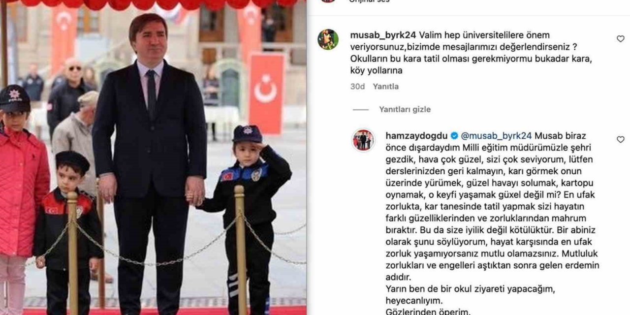 Kar tatili isteyen öğrenciye Validen cevap