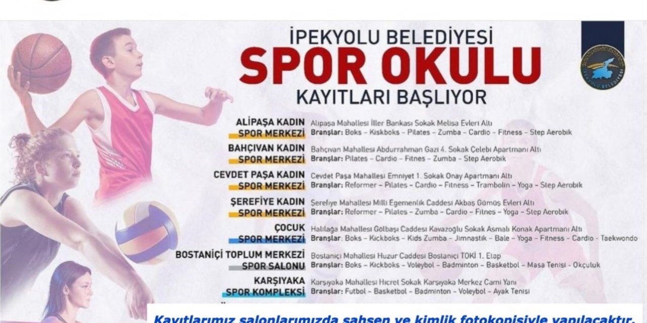 İpekyolu Belediyesinin yeni dönem spor okulu kayıtları başlıyor