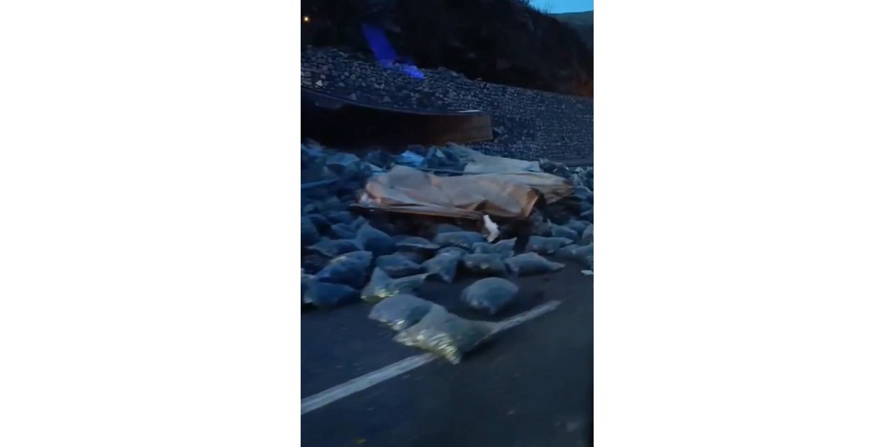 Elazığ’da kömür yüklü tır devrildi: 1 yaralı