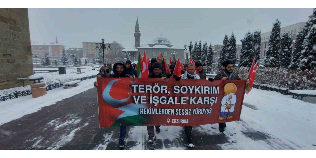 Erzurum’da hekimler Gazze için yürüdü