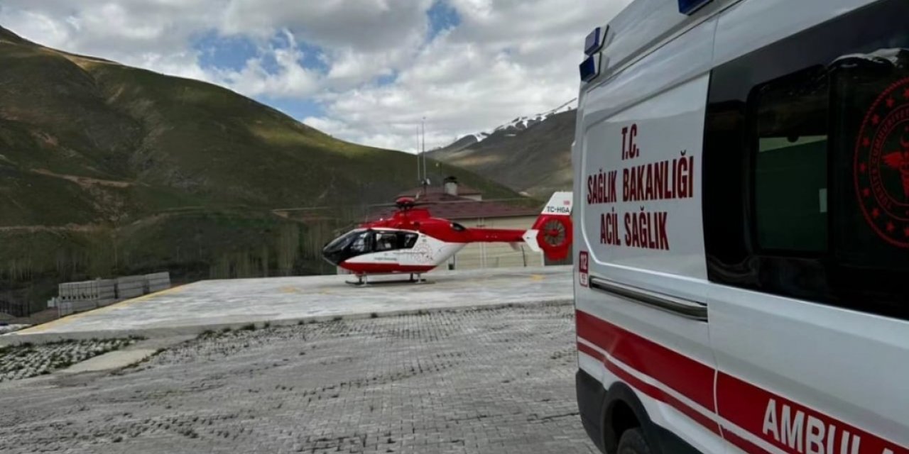 Van’da göğüs ağrısı olan hasta için ambulans helikopter havalandı