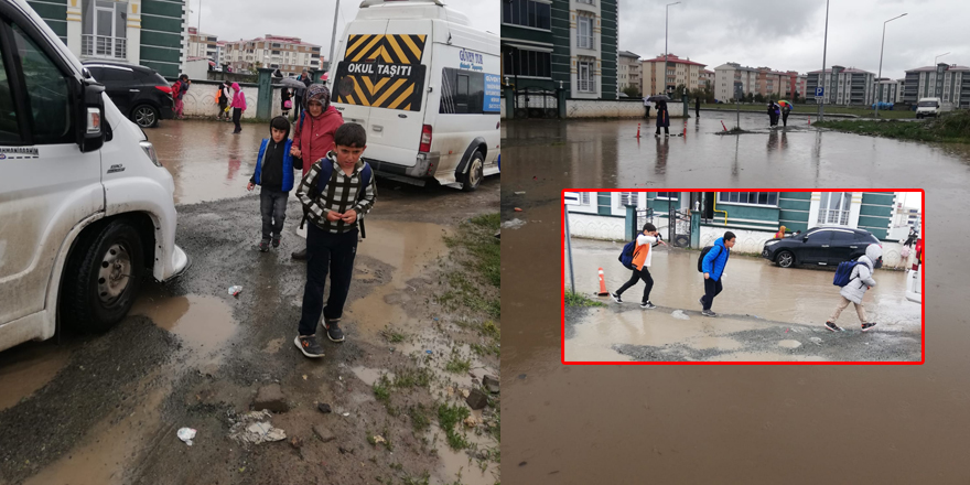 Kars’ın altyapısı çöktü, öğrenciler ıslak çorapla okula gitti!