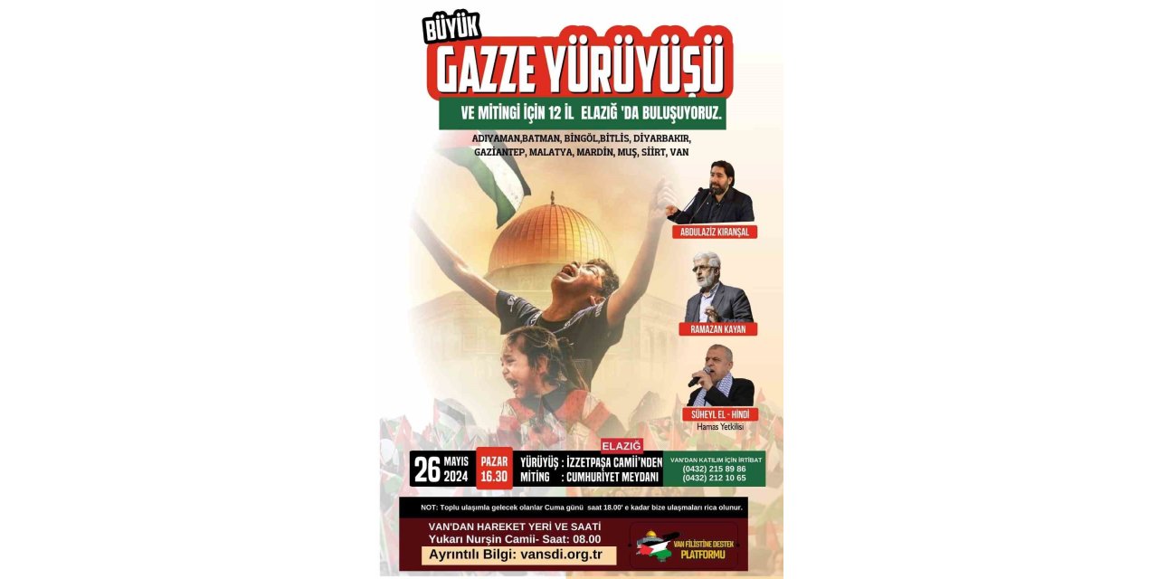 Van’da “Büyük Gazze Yürüyüşü ve Mitingi” programına davet
