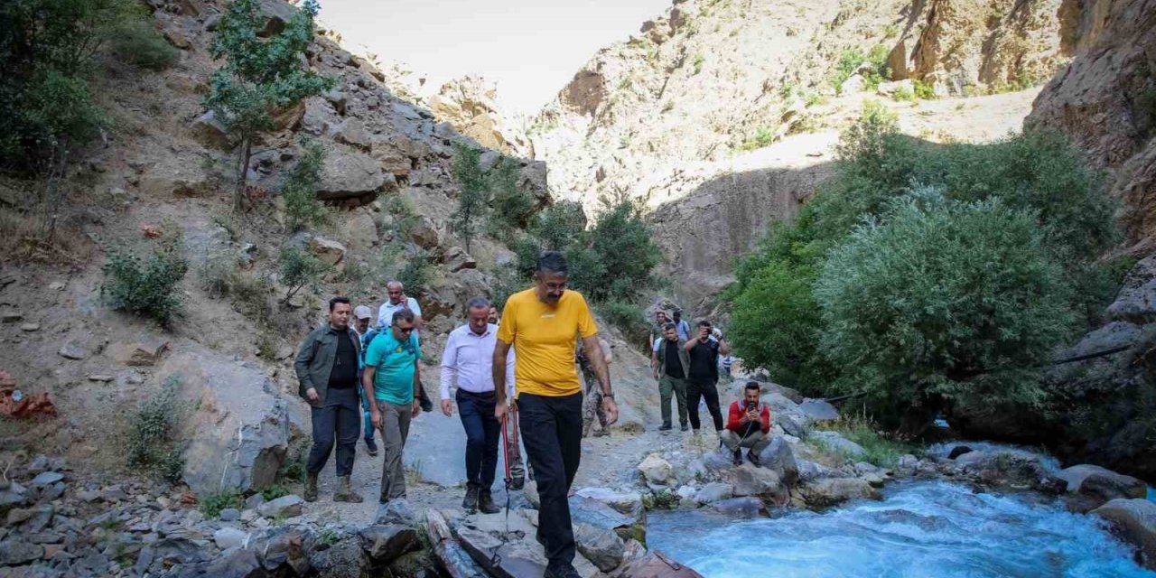 Vali Çelik 2 bin 300 rakımdaki su kaynağında incelemelerde bulundu