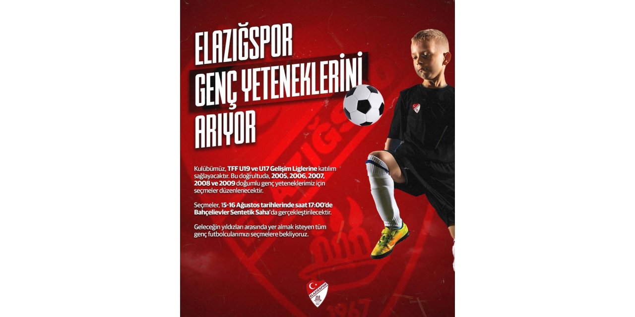 Elazığspor alt yapı seçmeleri yapacak