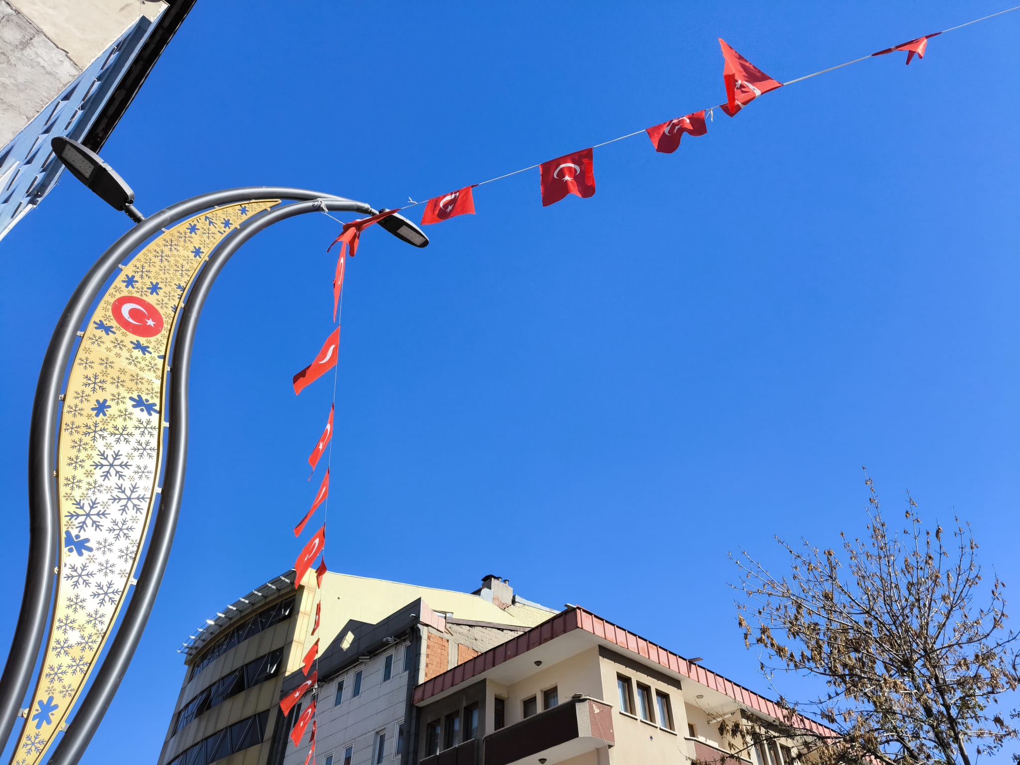 Kars’ta cadde ve sokaklar bayraklarla donatıldı