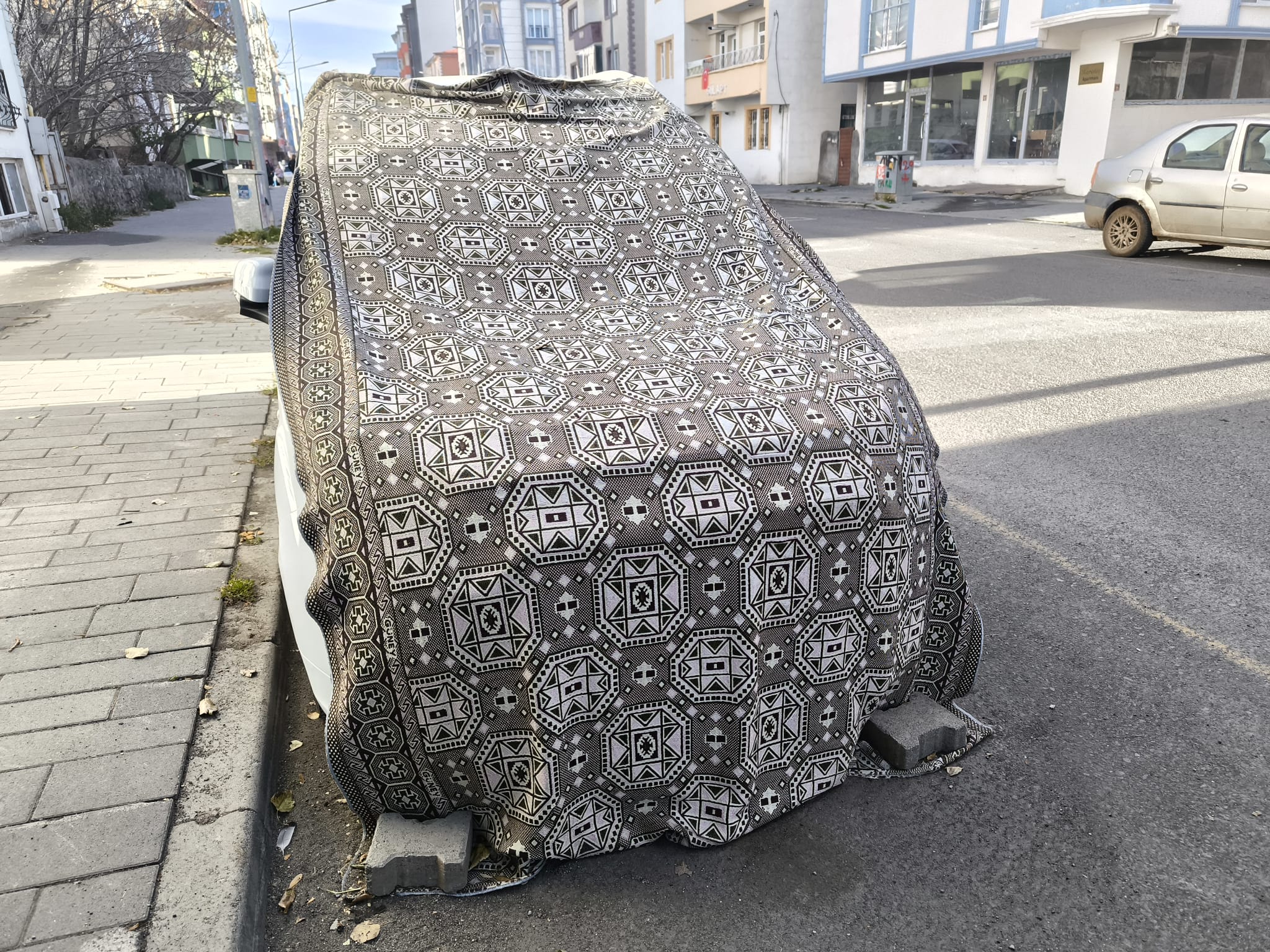 Kars'ta sıcaklık eksi 6 dereceye düştü; araçlar için battaniyeli önlem