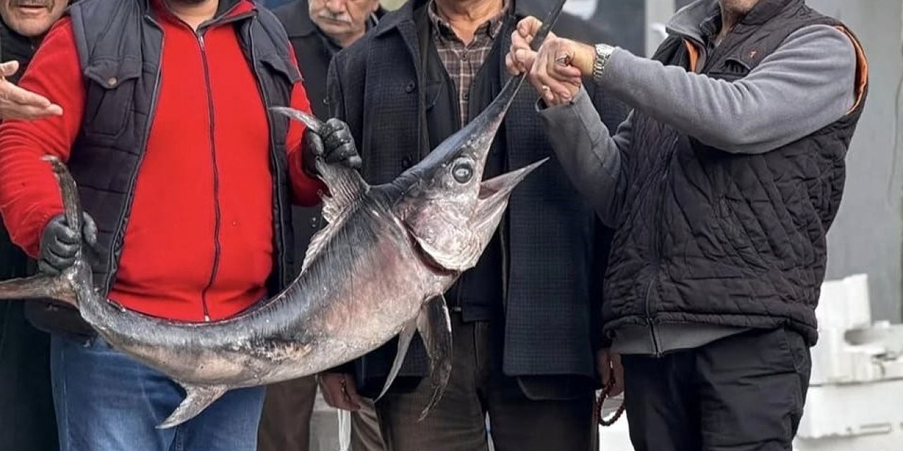 Karadeniz’den Erzincan’a gelen Kılıçbalığıyla poz verdiler