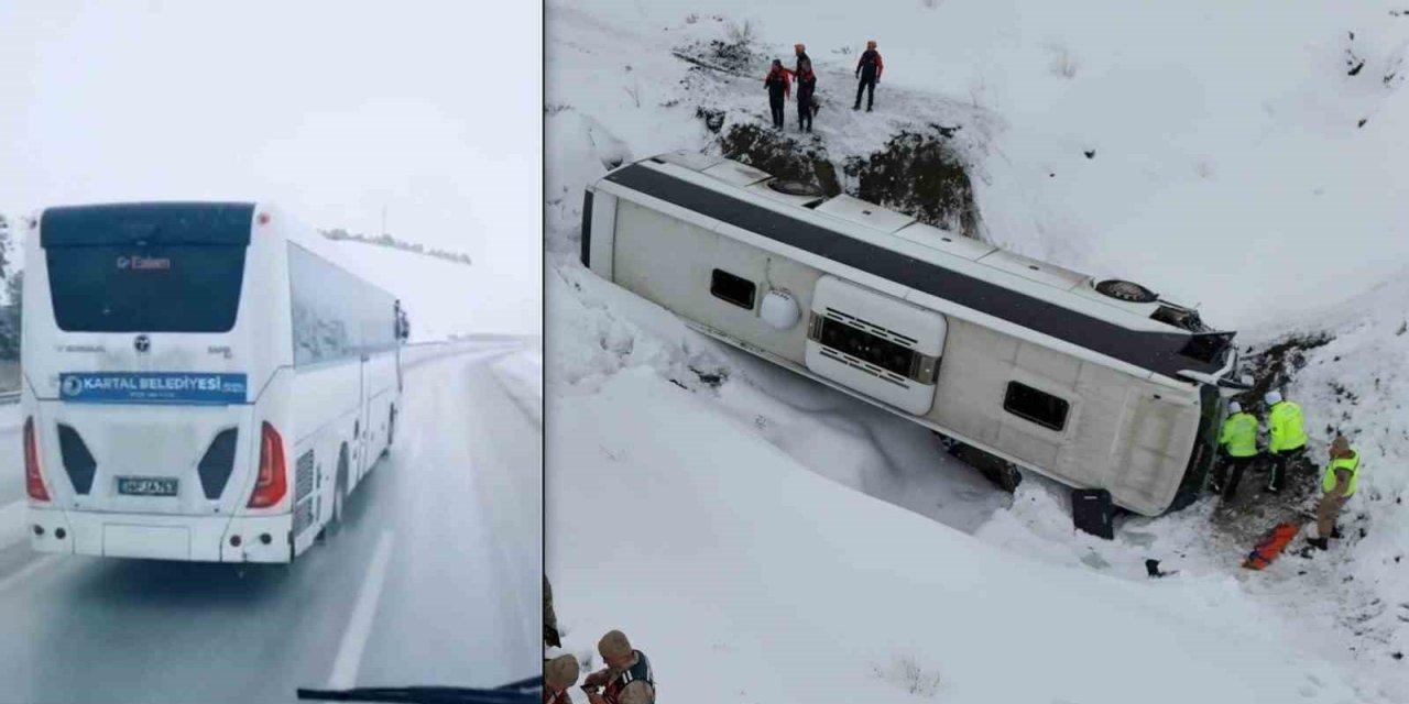 Erzincan’da kaza yapan otobüsün kaza yapmadan saniyeler öncesi görüntüsü ortaya çıktı