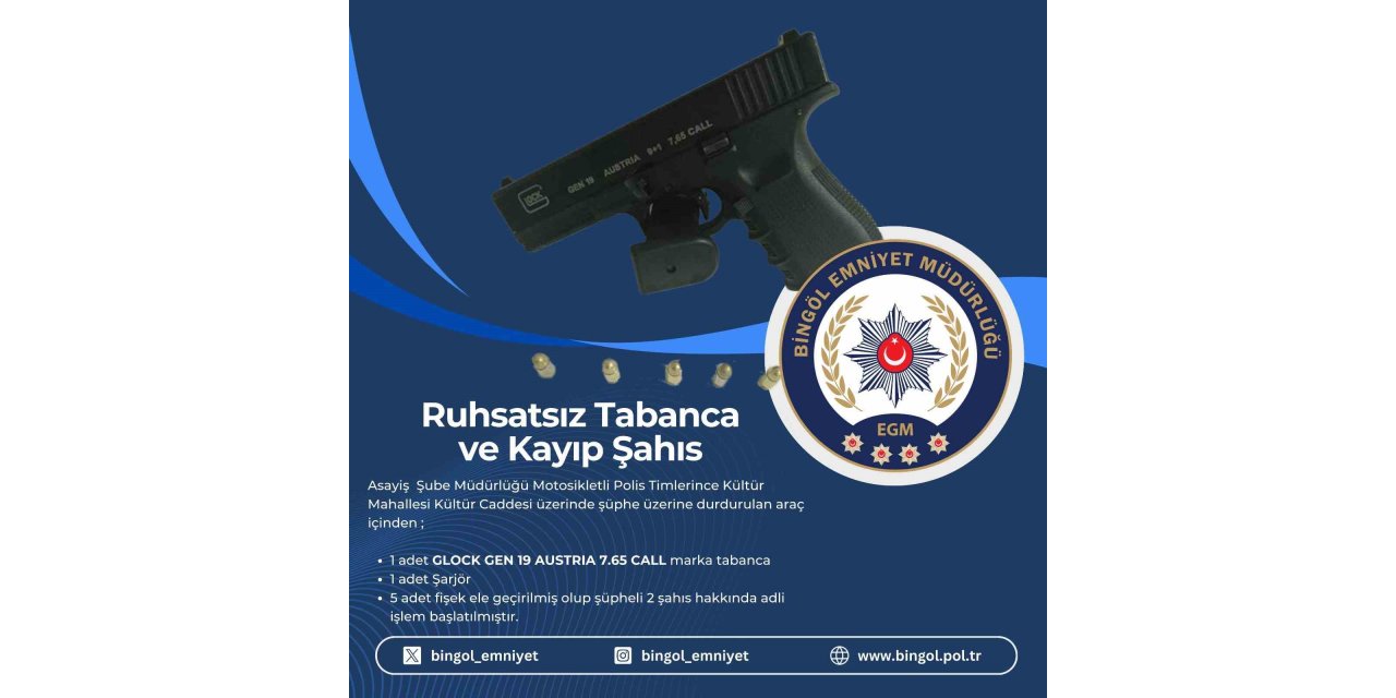 Bingöl’de ruhsatsız silah ele geçirildi