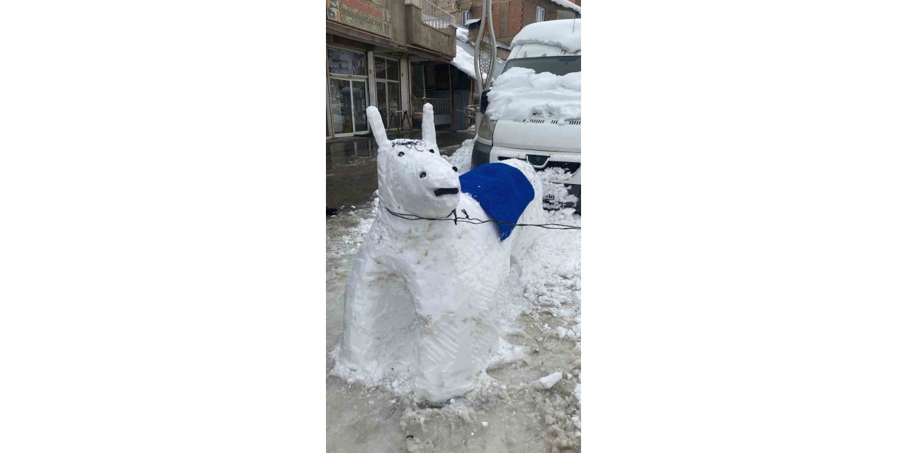 Hakkari esnafı kardan eşek yaptı