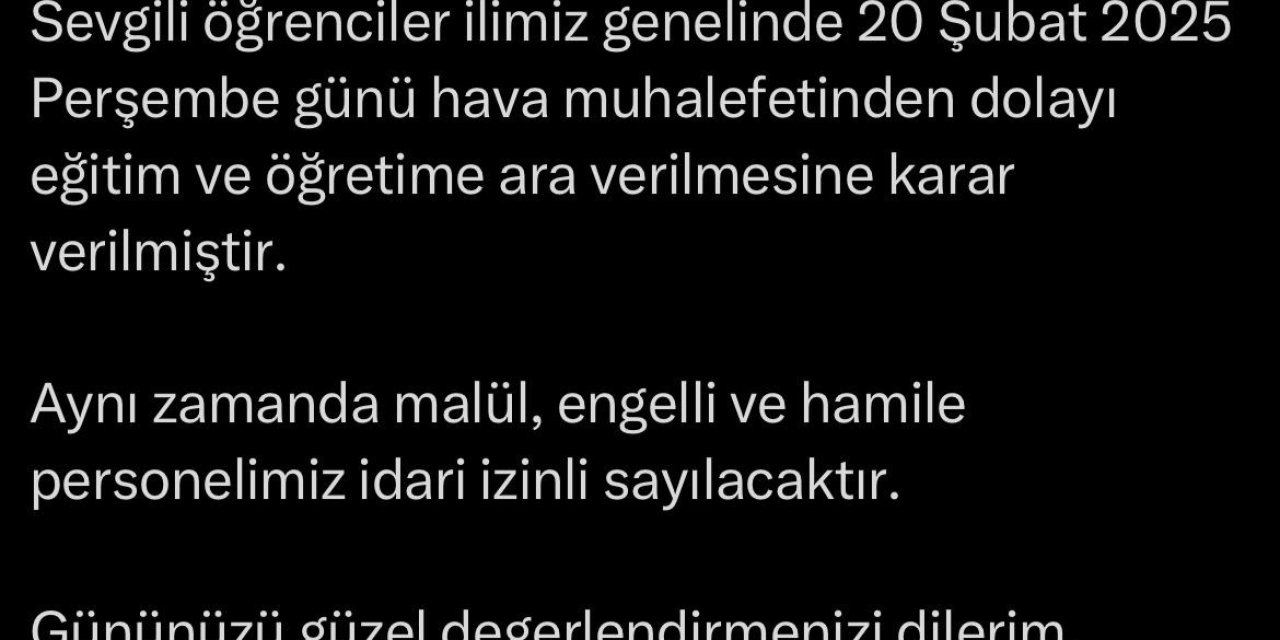 Elazığ’da eğitime ara verildi