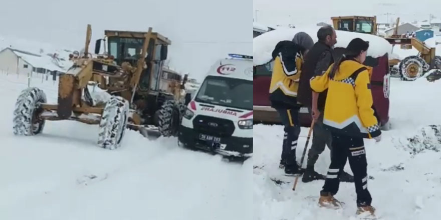 Kars'ta kar nedeniyle mahsur kalan hasta kurtarıldı