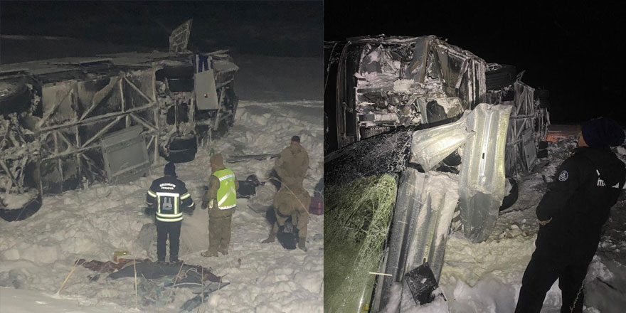 Kars'a gelen otobüs, Erzurum'da devrildi