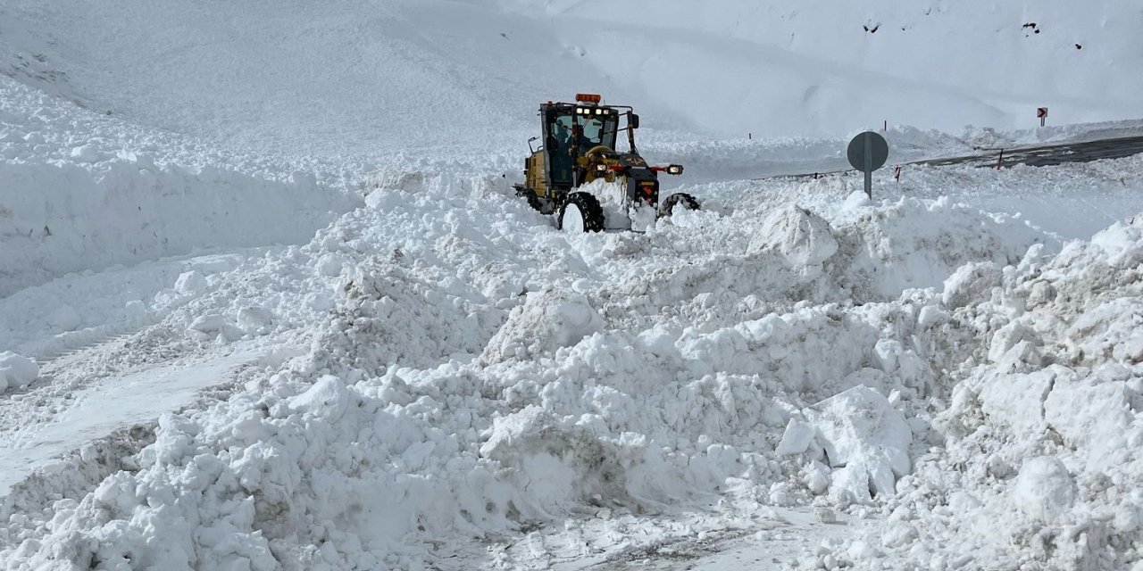 Karayolları ekipleri sınır hattında karla mücadele etti