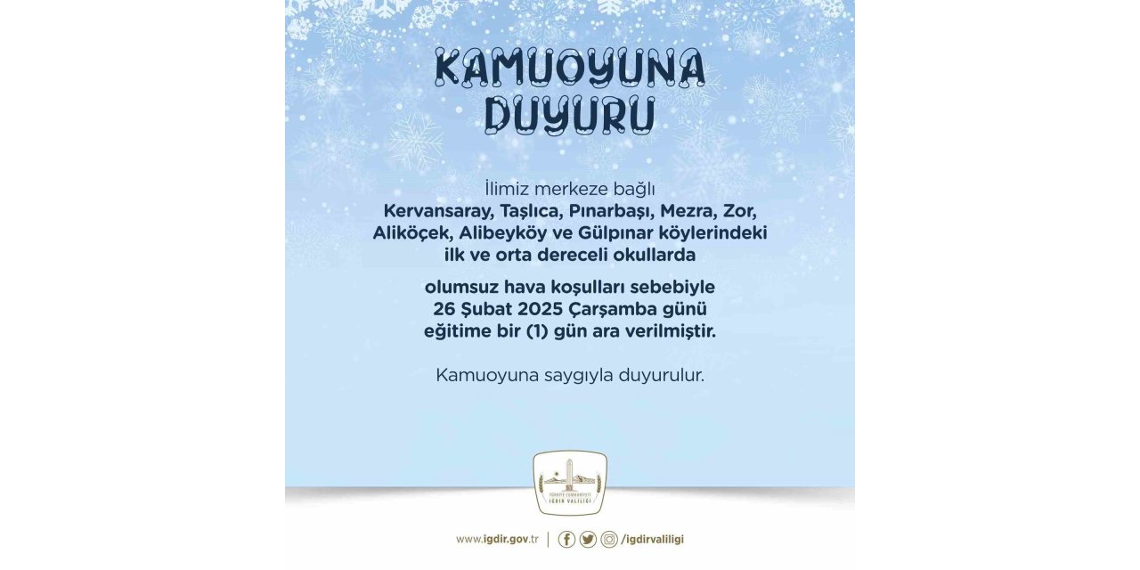 Iğdır’daki bazı okullarda eğitime kar engeli