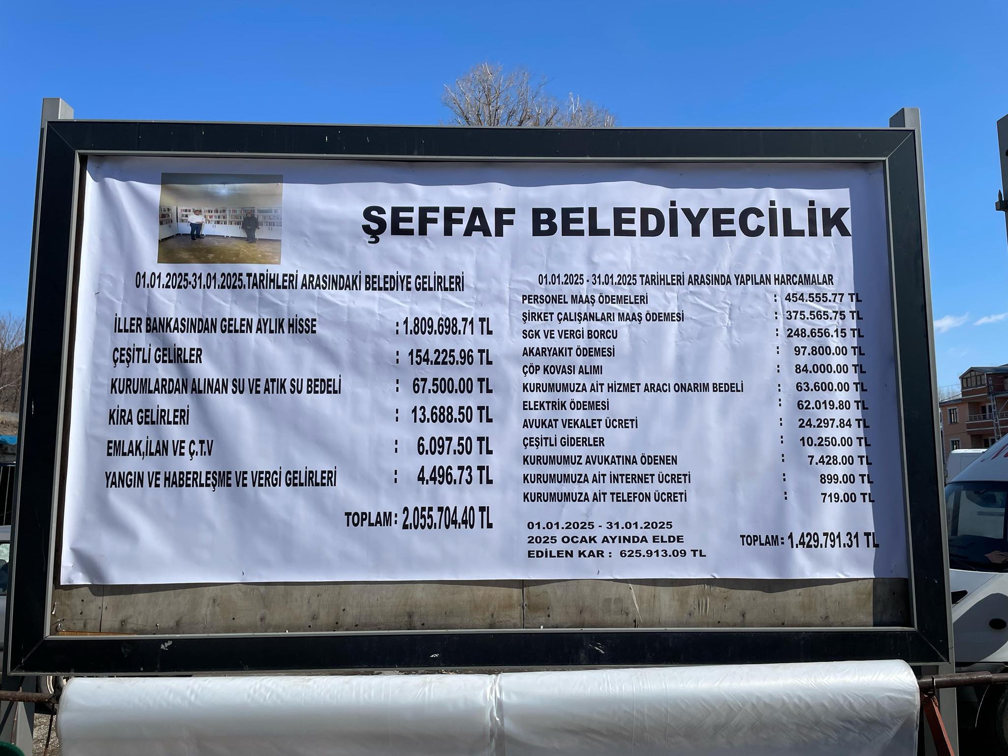 Digor Belediyesi Ocak Ayı Gelir-Gider Tablosunu Paylaştı