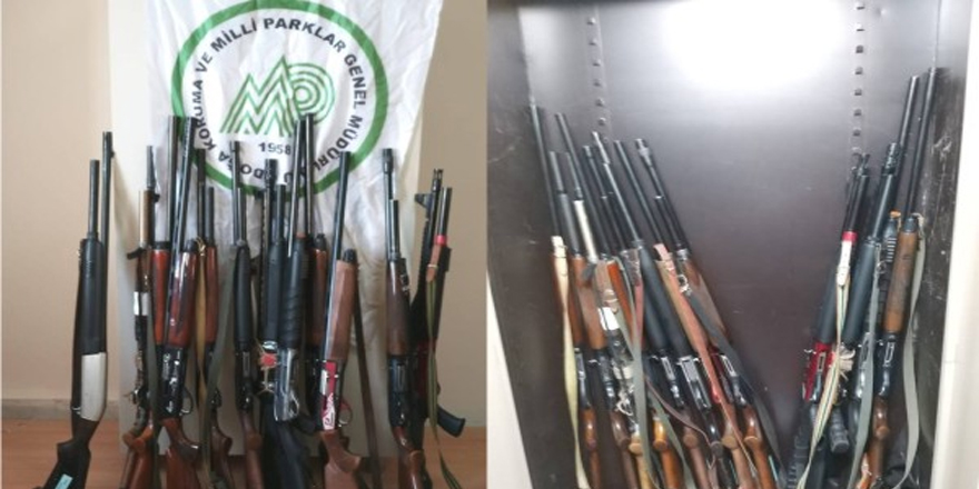 Kars’ta yasa dışı avlanan kişilerden çok sayıda tüfek ele geçirildi