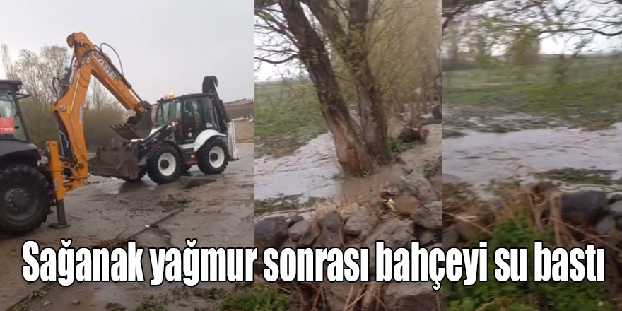 Sağanak yağmur sonrası bahçeyi su bastı