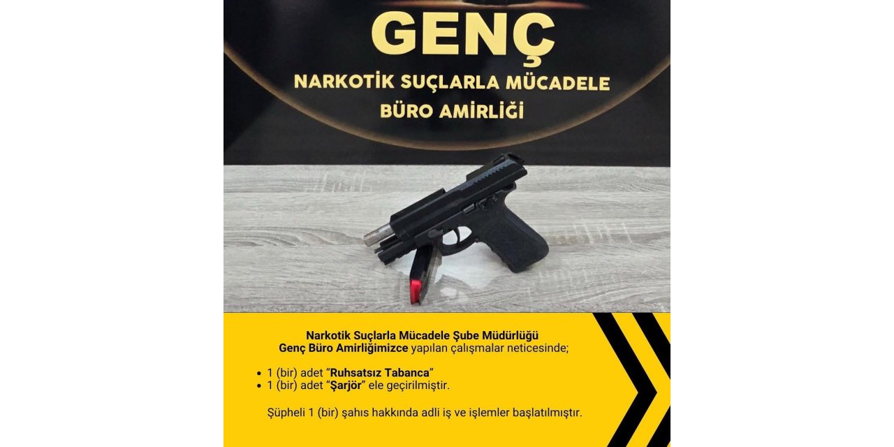 Bingöl’de ruhsatsız tabanca ve esrar ele geçirildi