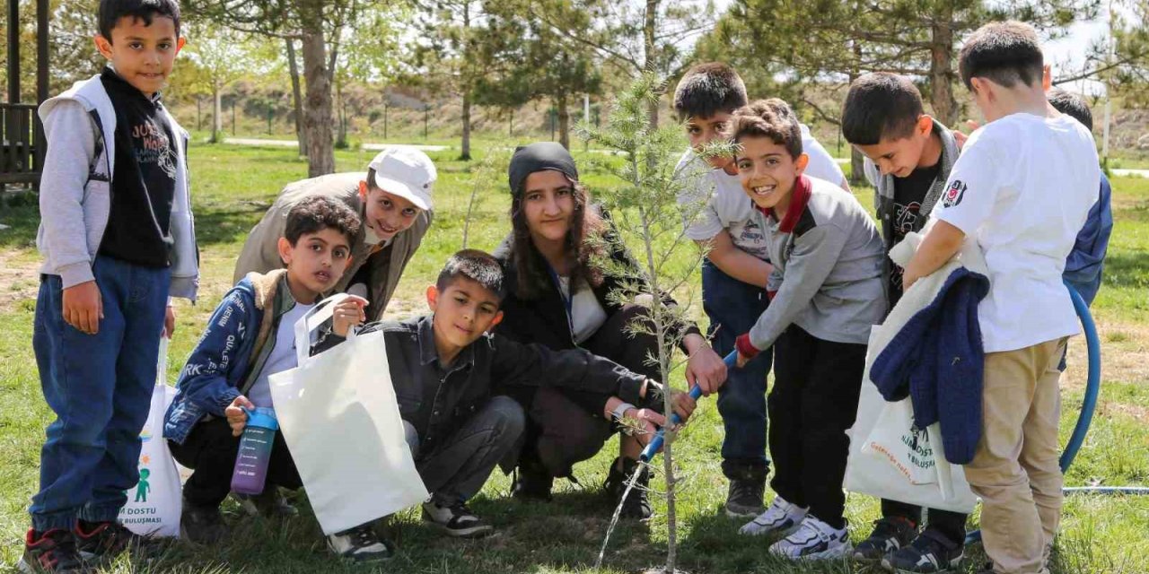 İlkokul öğrencileri iklim değişikliğine dikkat çekmek için fidan dikti