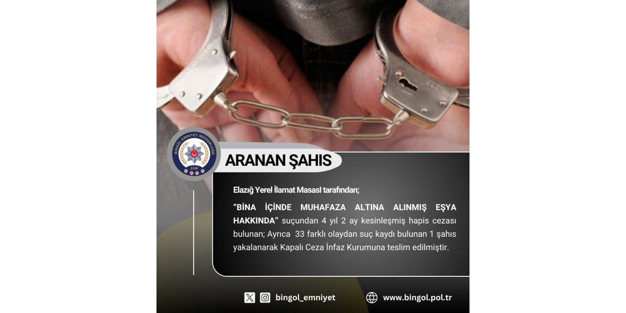 Bingöl’de aranan 3 şüpheli yakalandı