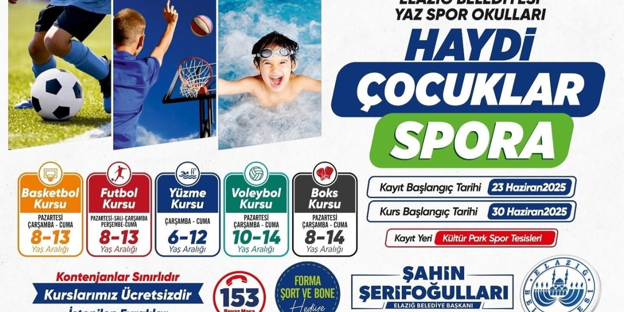 Elazığ Belediyesi ücretsiz yaz spor kursları başlıyor