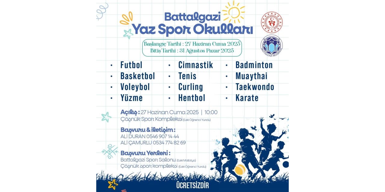 Battalgazi’de yaz spor okulları başlıyor