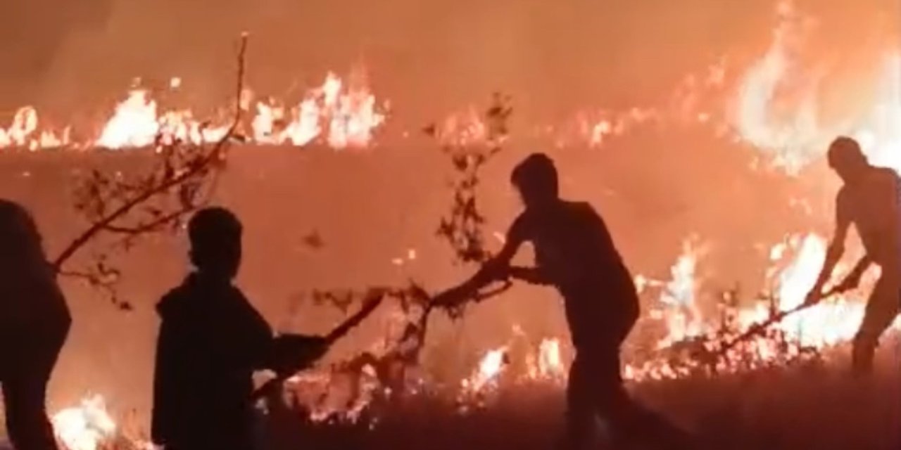 Hakkari-Van il sınırında arasında çıkan yangın korkuttu