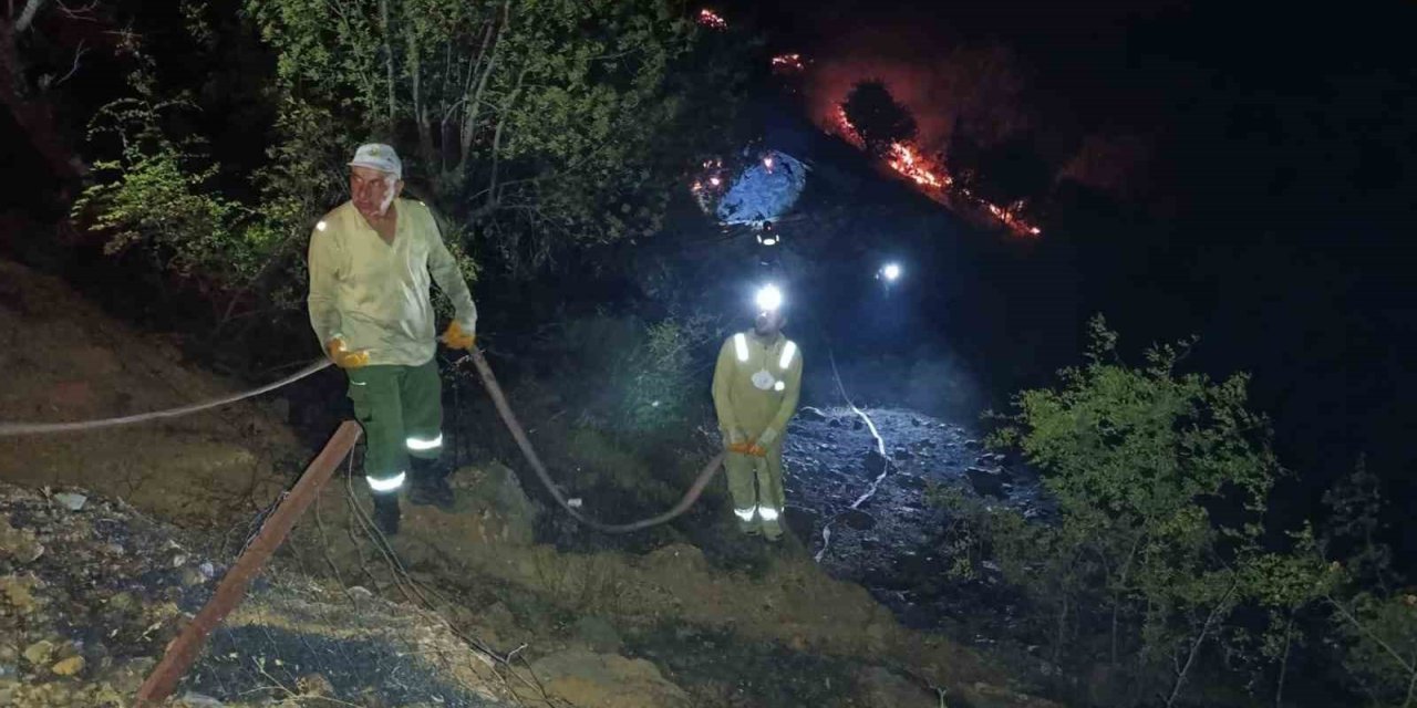 Ahır ve samanlıkta çıkan yangın ormanlık alana sıçradı, müdahale sürüyor