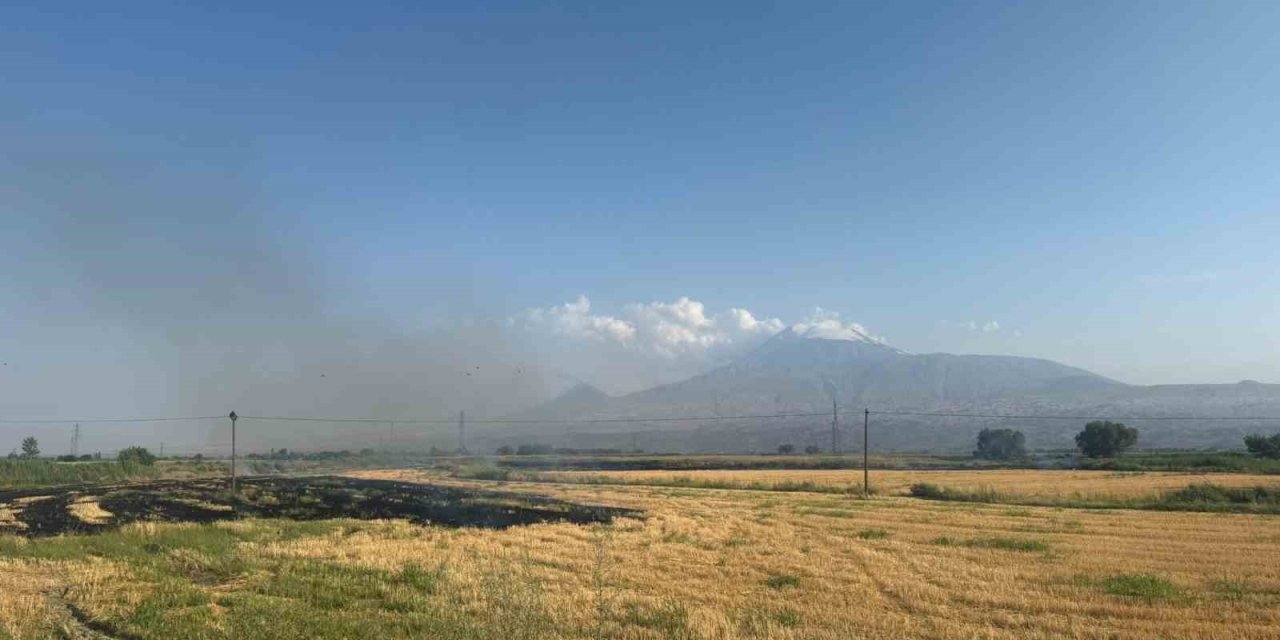 Iğdır’da çıkan anız yangını gün boyu sürdü