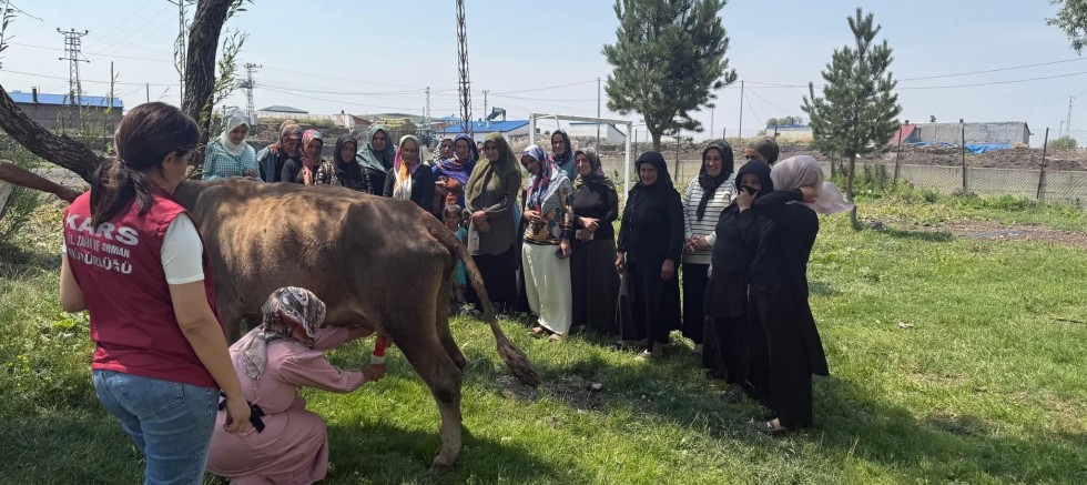Kars'ta kadın çiftçilere "Süt Sağım ve Hijyen" eğitimi verildi