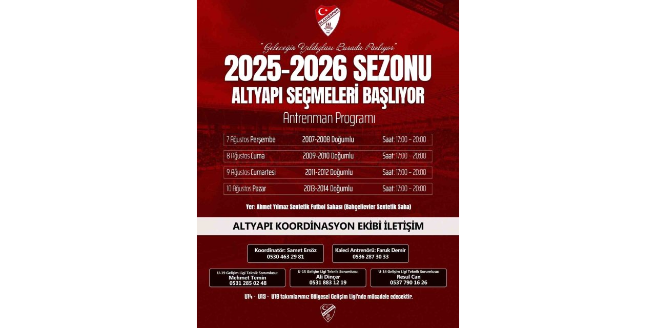 Elazığspor altyapı seçmeleri başlıyor